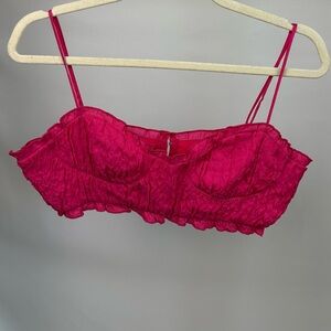 ZARA Hot Pink Textured Corset Crop Top • Size M